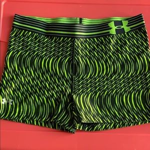 Under Armor lime green & black compression shorts